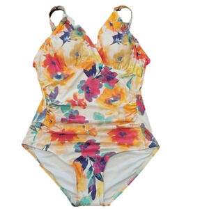 Calvin Klein Floral Print One-Piece Swimsuit Size 8 NWOT